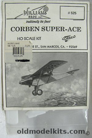 Williams Brothers 1/87 1935 Corben Super-Ace Sportsplane - HO Scale - Bagged, 525 plastic model kit